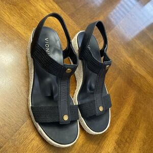 Vionic Maris Black Natural Ankle Espadrille Sandals Size 7.5 Wide Women's Shoes